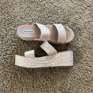 Steve Madden Woven Tan Platform Slides